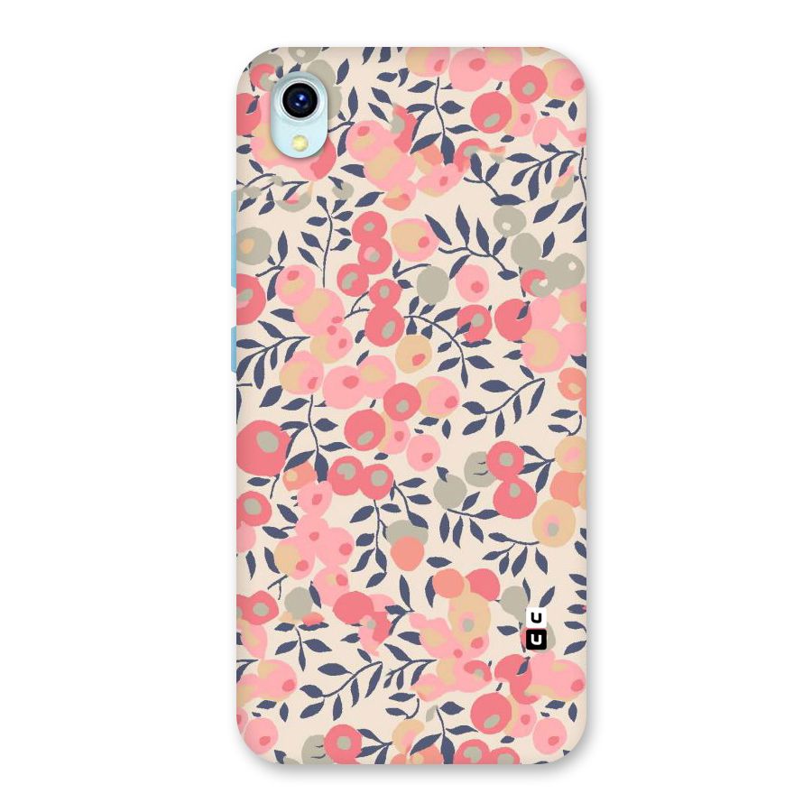 Pink Leaf Pattern Back Case for Vivo Y1s