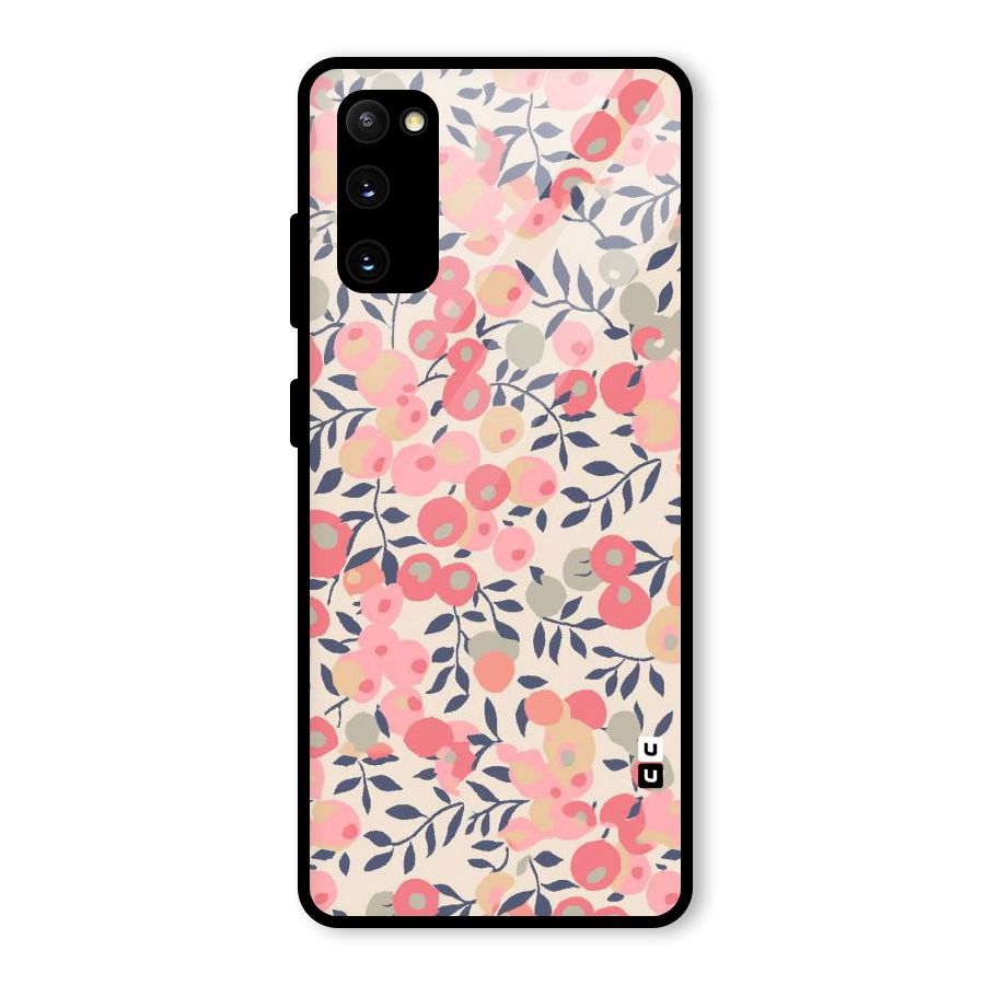 Pink Leaf Pattern Glass Back Case for Galaxy S20 FE 5G