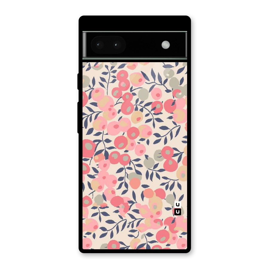 Pink Leaf Pattern Glass Back Case for Google Pixel 6a