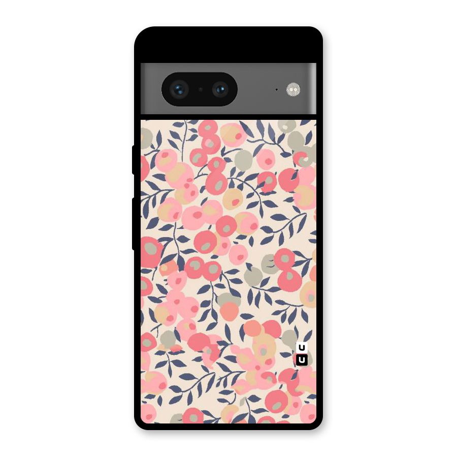 Pink Leaf Pattern Glass Back Case for Google Pixel 7