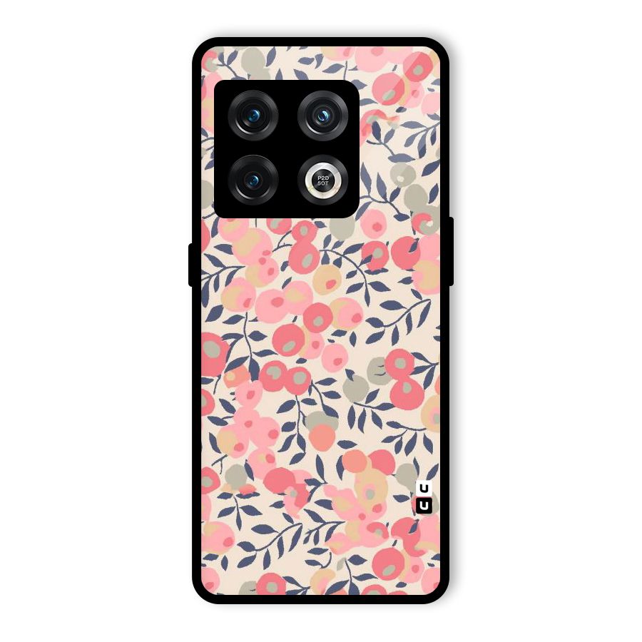 Pink Leaf Pattern Glass Back Case for OnePlus 10 Pro 5G
