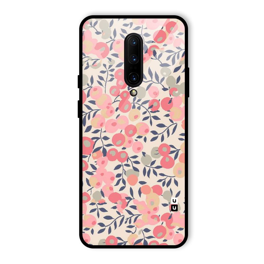 Pink Leaf Pattern Glass Back Case for OnePlus 7 Pro