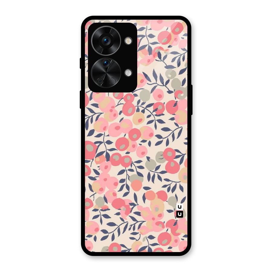 Pink Leaf Pattern Glass Back Case for OnePlus Nord 2T