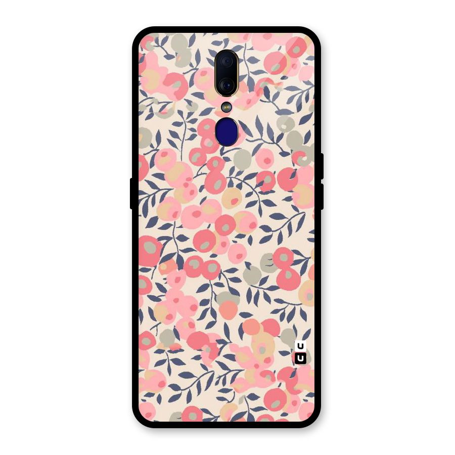 Pink Leaf Pattern Glass Back Case for Oppo F11