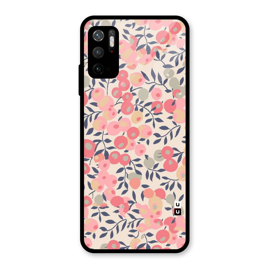 Pink Leaf Pattern Glass Back Case for Poco M3 Pro 5G