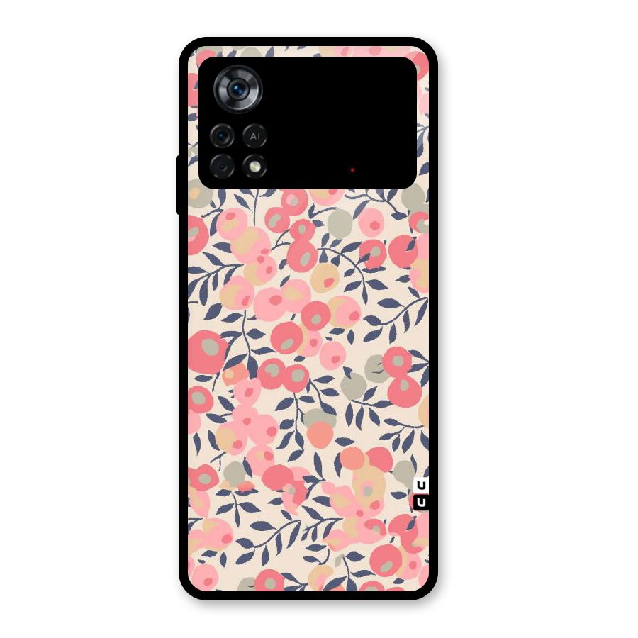 Pink Leaf Pattern Glass Back Case for Poco X4 Pro 5G