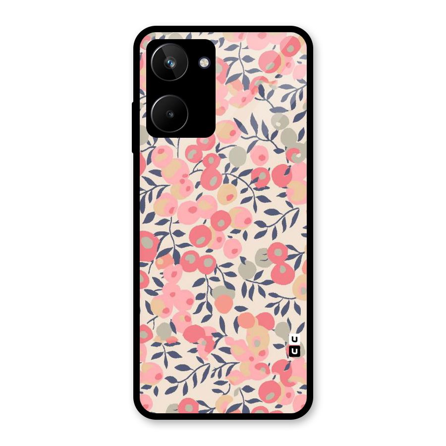 Pink Leaf Pattern Glass Back Case for Realme 10
