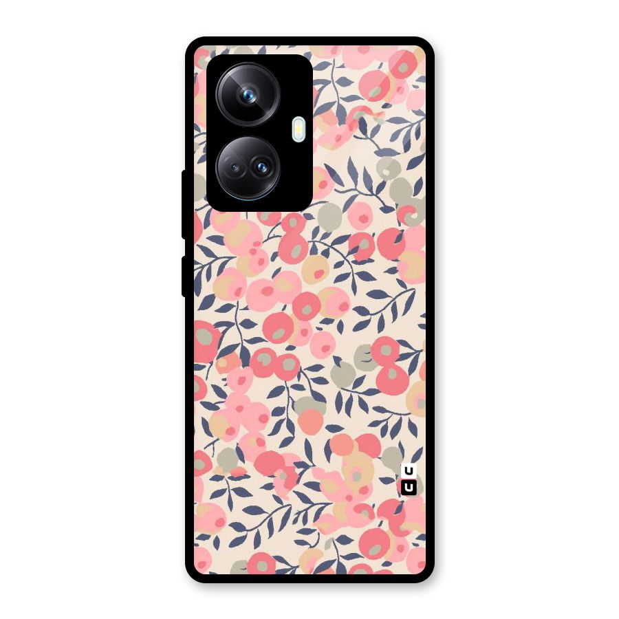 Pink Leaf Pattern Glass Back Case for Realme 10 Pro Plus