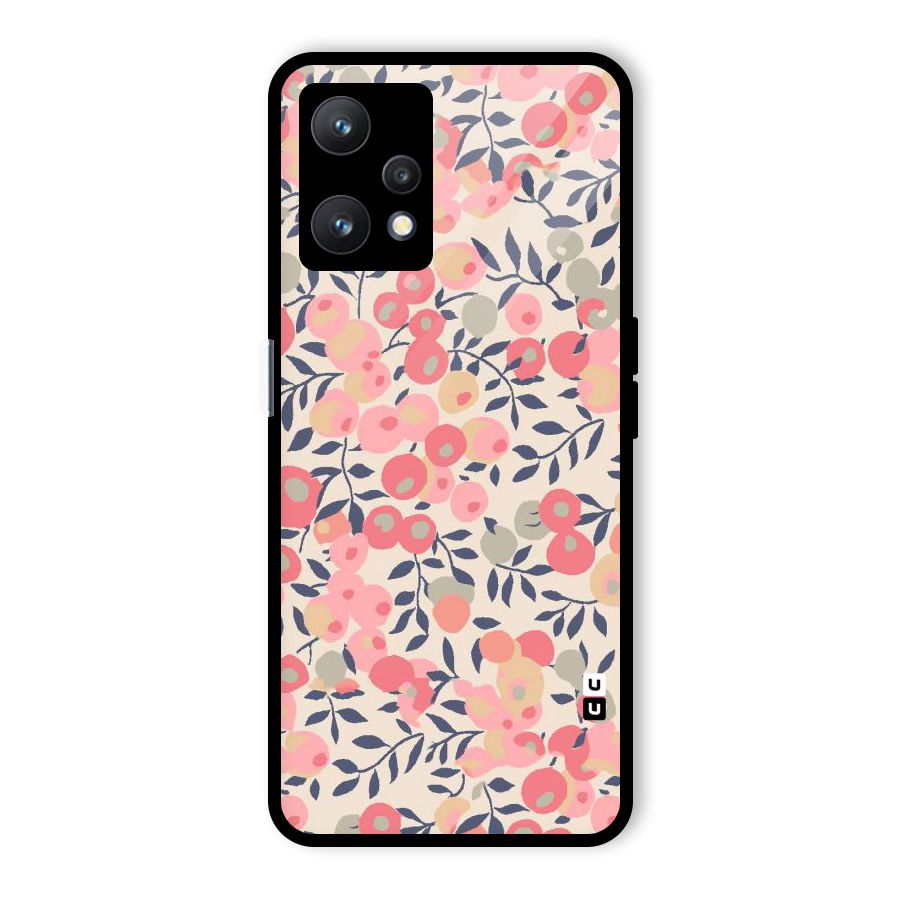 Pink Leaf Pattern Glass Back Case for Realme 9 Pro 5G