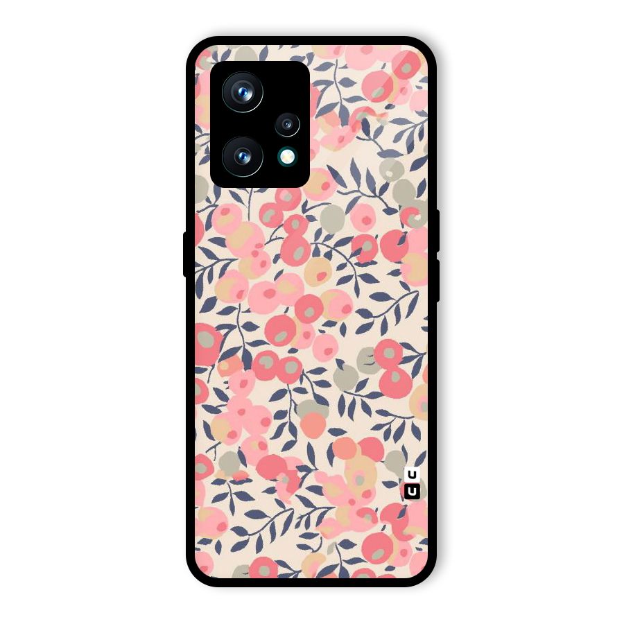 Pink Leaf Pattern Glass Back Case for Realme 9 Pro Plus 5G