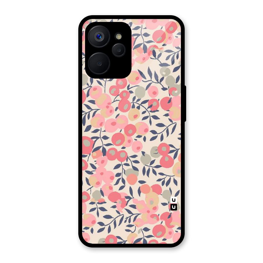 Pink Leaf Pattern Glass Back Case for Realme 9i 5G