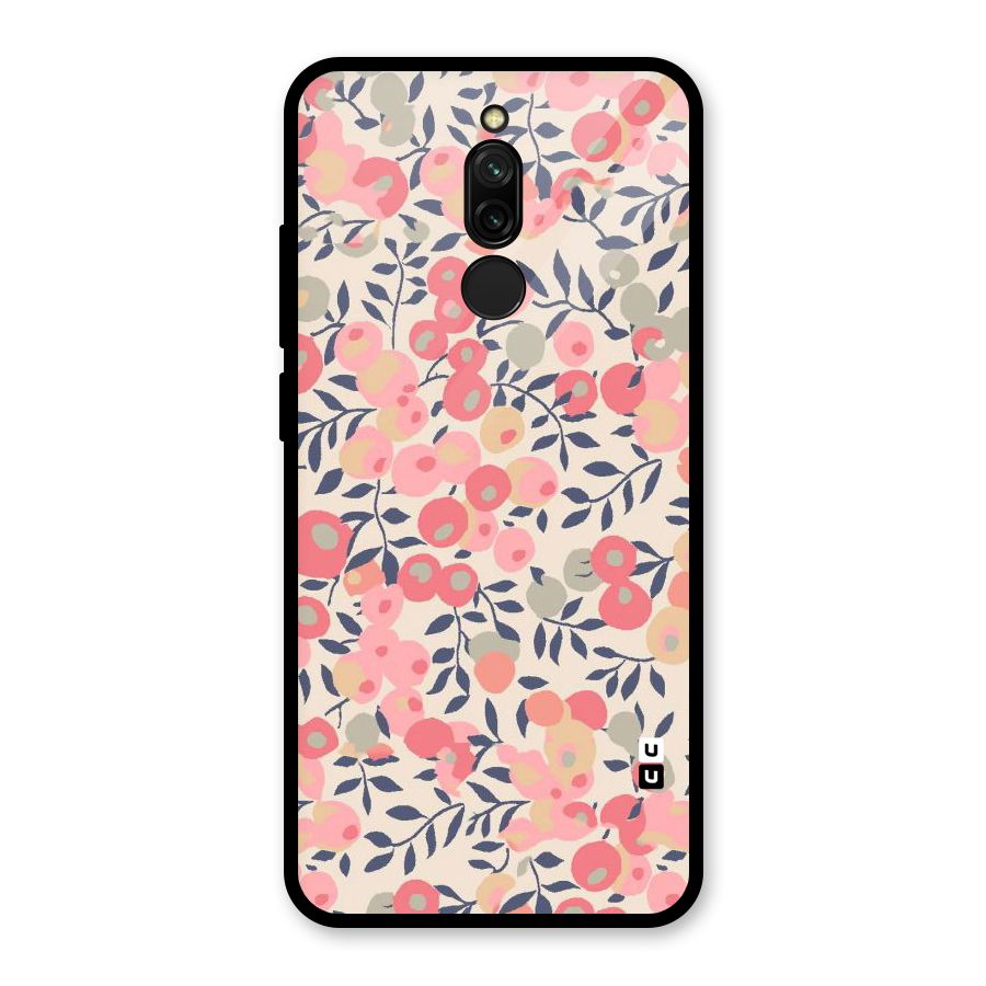 Pink Leaf Pattern Glass Back Case for Redmi 8
