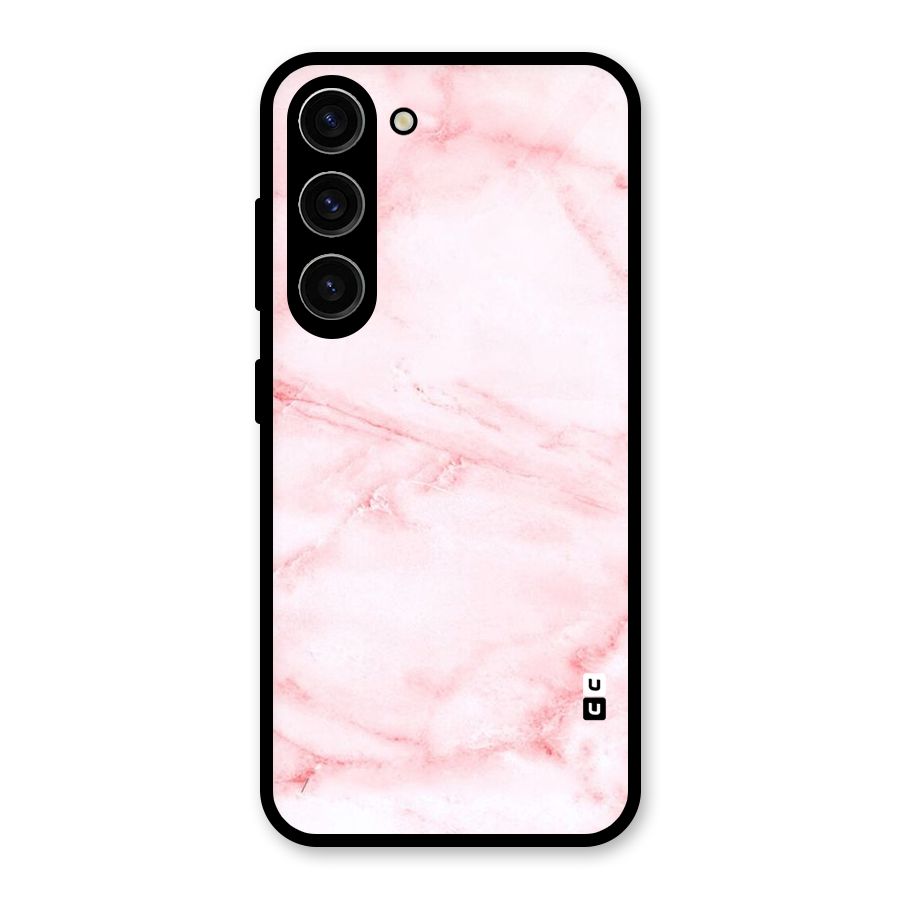 Pink Marble Print Glass Back Case for Galaxy S23