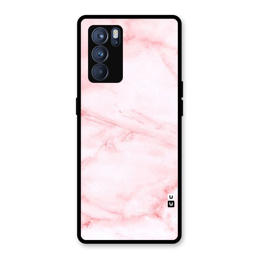 Pink Marble Print Glass Back Case for Oppo Reno6 Pro 5G