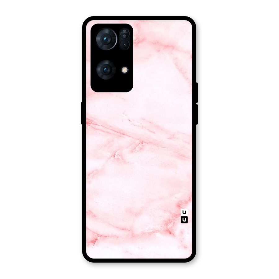 Pink Marble Print Glass Back Case for Oppo Reno7 Pro 5G