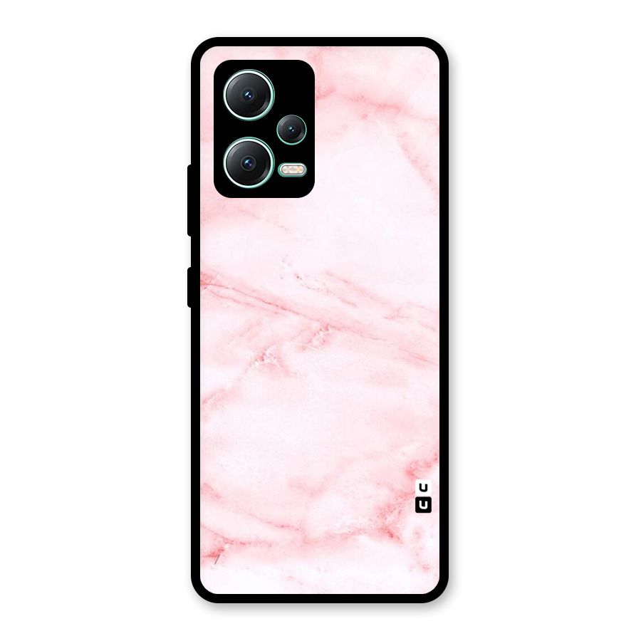 Pink Marble Print Glass Back Case for Redmi Note 12 5G