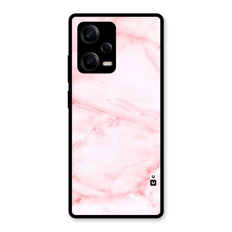 Pink Marble Print Glass Back Case for Redmi Note 12 Pro