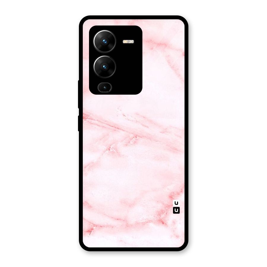 Pink Marble Print Glass Back Case for Vivo V25 Pro