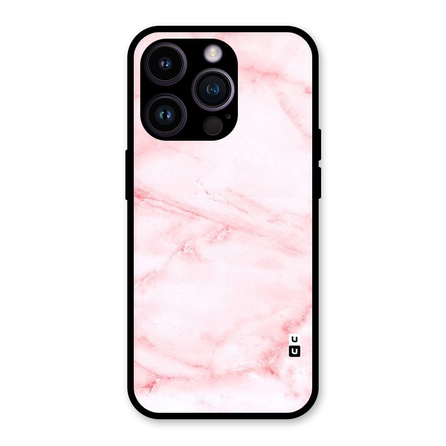 Pink Marble Print Glass Back Case for iPhone 14 Pro