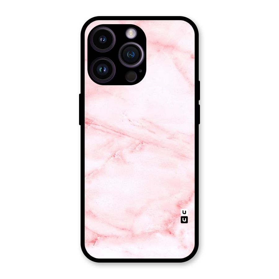 Pink Marble Print Glass Back Case for iPhone 14 Pro Max