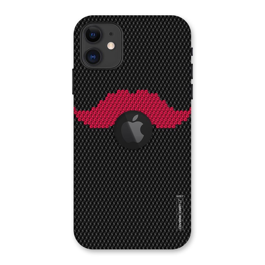 Pink Moustache Back Case for iPhone 11 Logo Cut