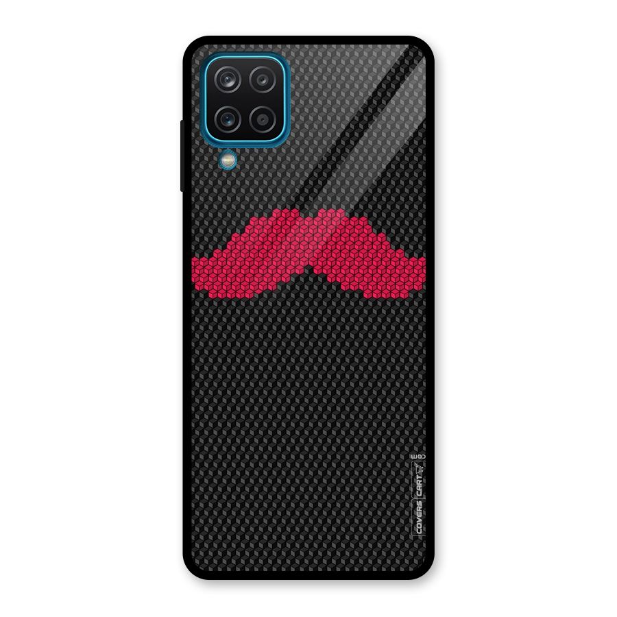 Pink Moustache Glass Back Case for Galaxy A12