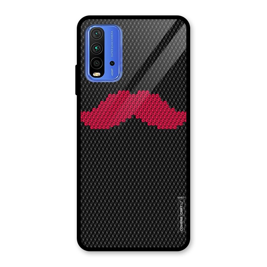 Pink Moustache Glass Back Case for Redmi 9 Power