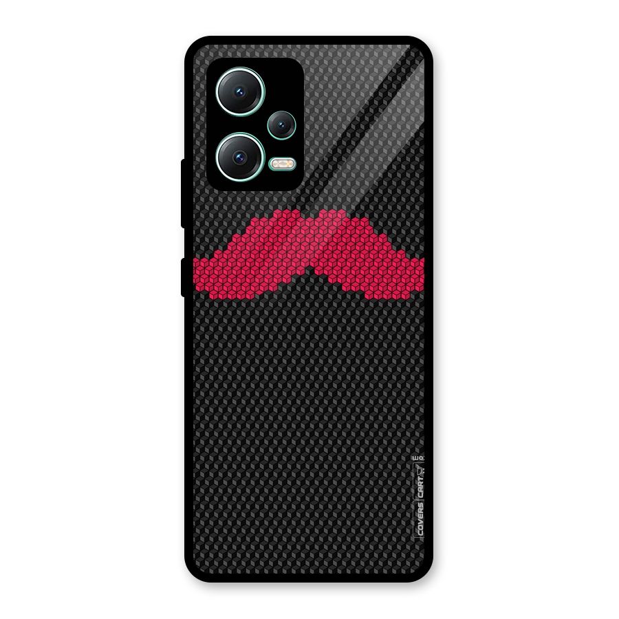 Pink Moustache Glass Back Case for Redmi Note 12 5G