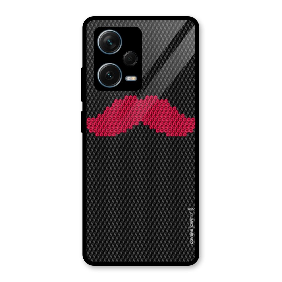Pink Moustache Glass Back Case for Redmi Note 12 Pro Plus 5G