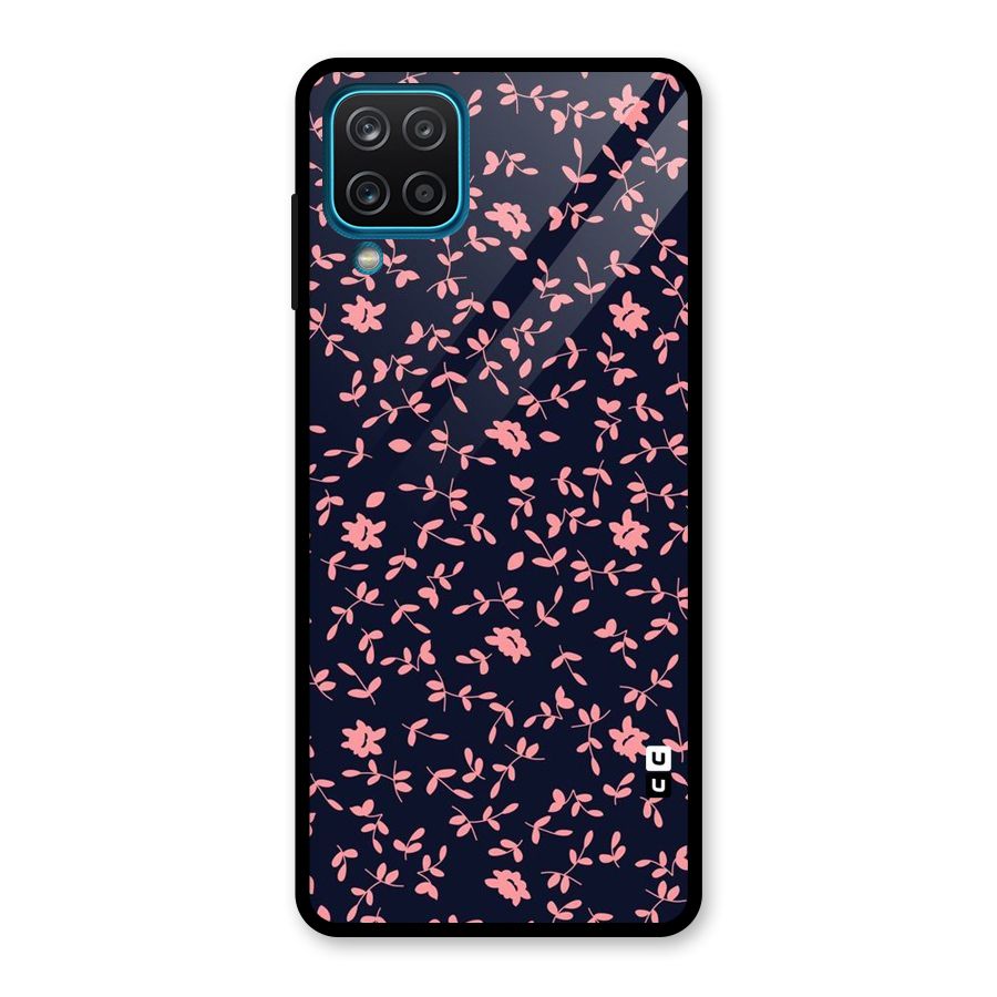 Pink Plant Design Glass Back Case for Galaxy A12