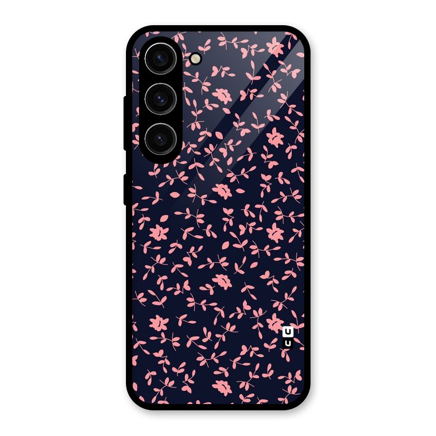 Pink Plant Design Glass Back Case for Galaxy S23