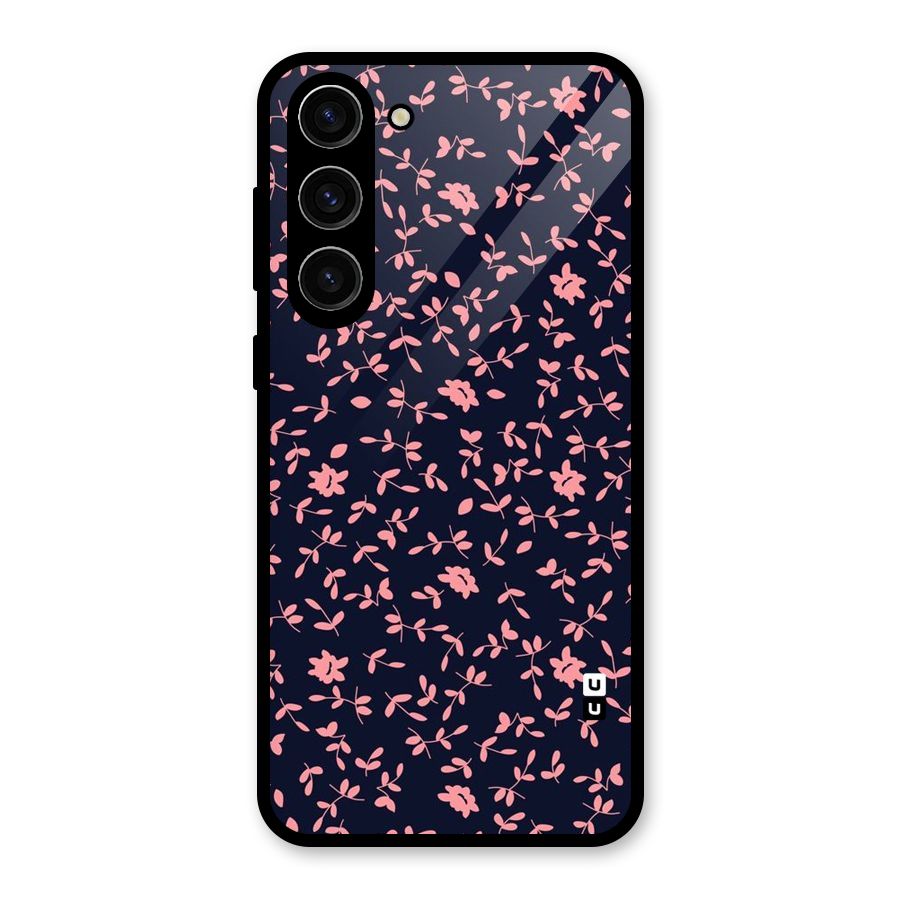 Pink Plant Design Glass Back Case for Galaxy S23 Plus