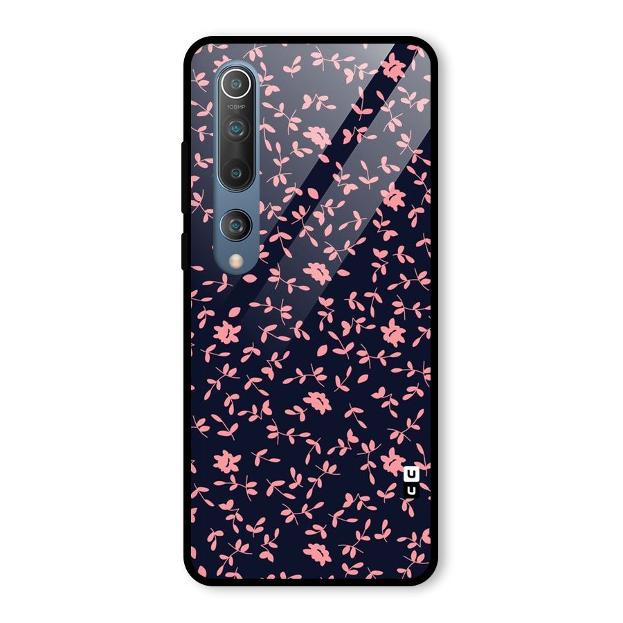Pink Plant Design Glass Back Case for Mi 10
