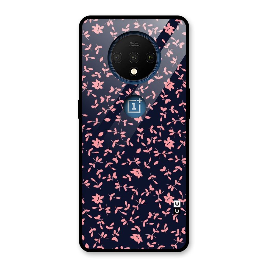 Pink Plant Design Glass Back Case for OnePlus 7T