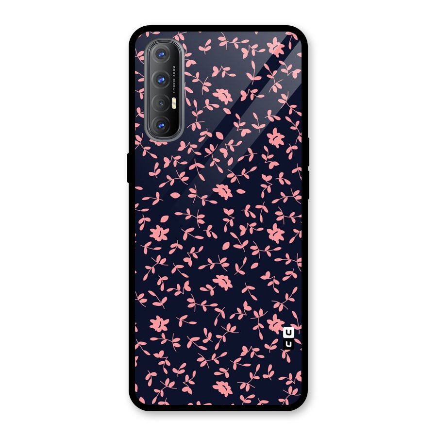 Pink Plant Design Glass Back Case for Oppo Reno3 Pro