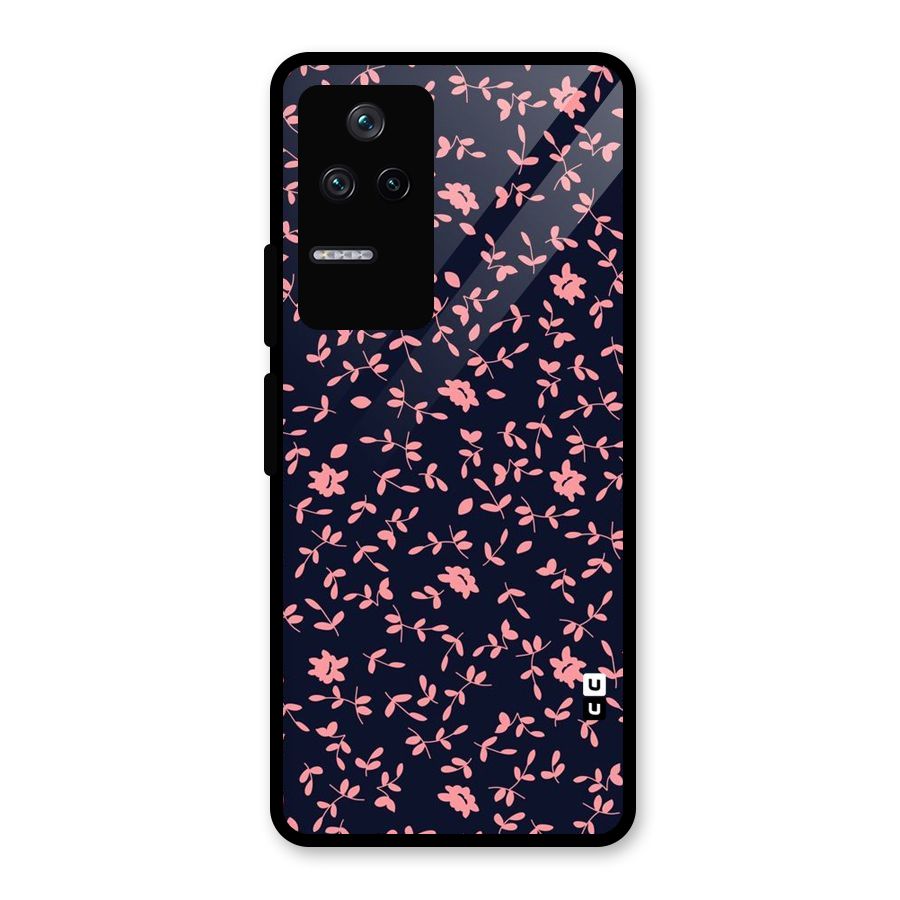 Pink Plant Design Glass Back Case for Poco F4 5G