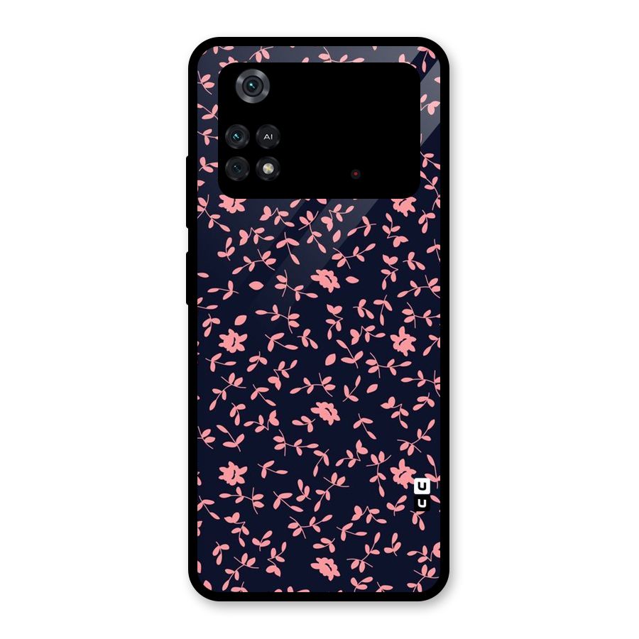 Pink Plant Design Glass Back Case for Poco M4 Pro 4G