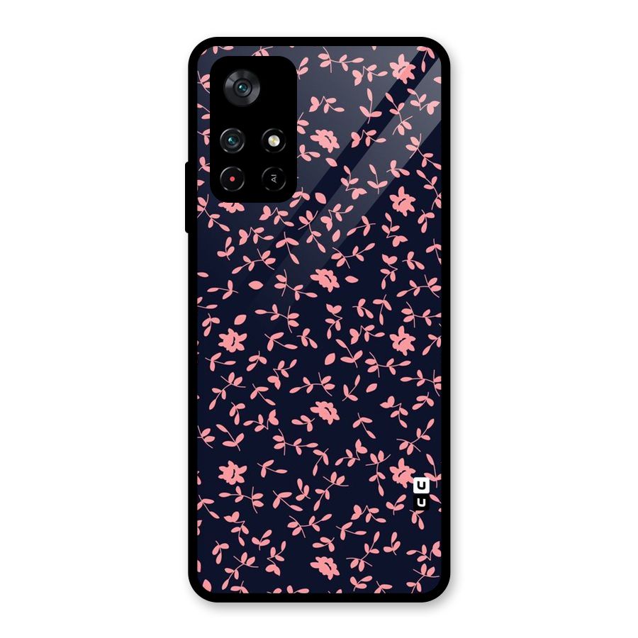 Pink Plant Design Glass Back Case for Poco M4 Pro 5G