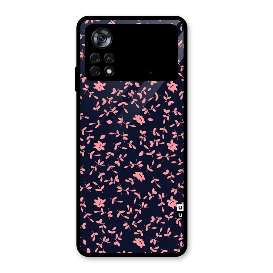 Pink Plant Design Glass Back Case for Poco X4 Pro 5G