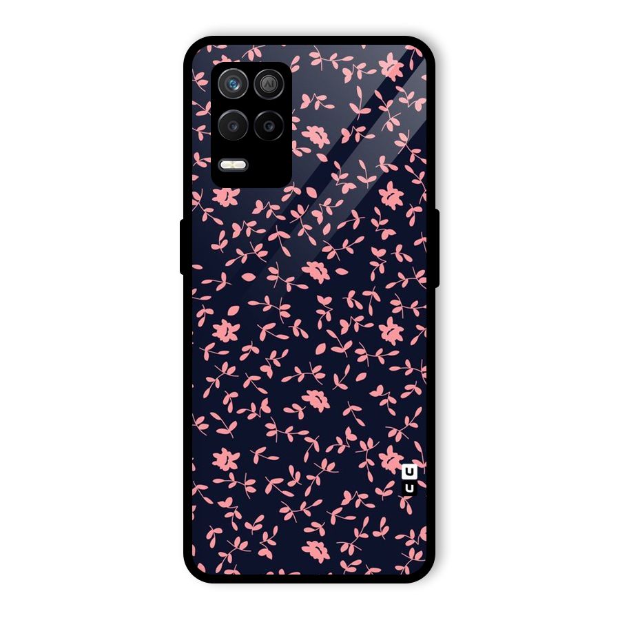 Pink Plant Design Glass Back Case for Realme 8 5G