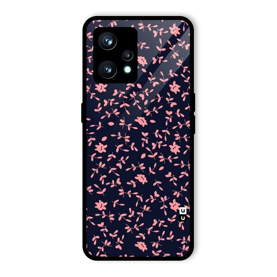 Pink Plant Design Glass Back Case for Realme 9 Pro Plus 5G