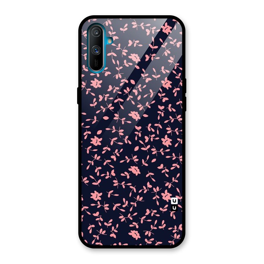 Pink Plant Design Glass Back Case for Realme C3