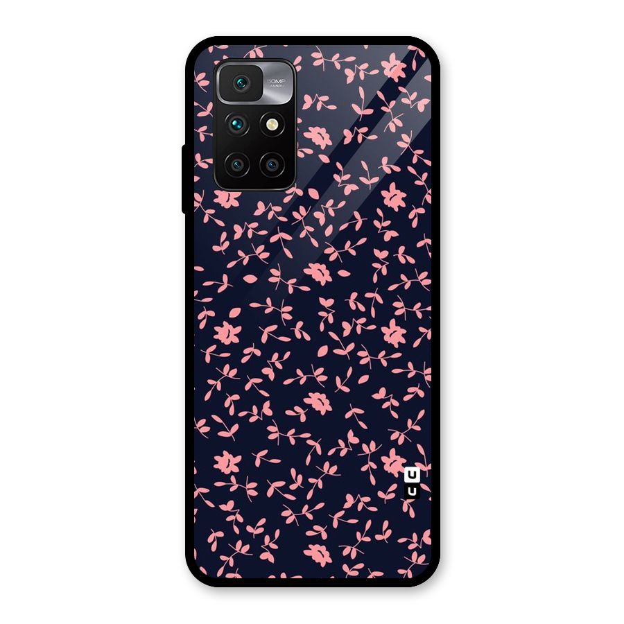 Pink Plant Design Glass Back Case for Redmi 10 Prime