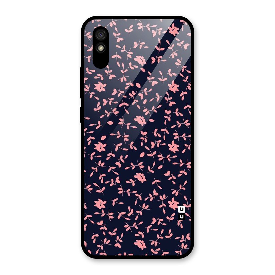 Pink Plant Design Glass Back Case for Redmi 9i