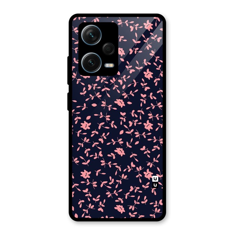 Pink Plant Design Glass Back Case for Redmi Note 12 Pro Plus 5G