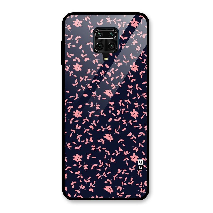 Pink Plant Design Glass Back Case for Redmi Note 9 Pro