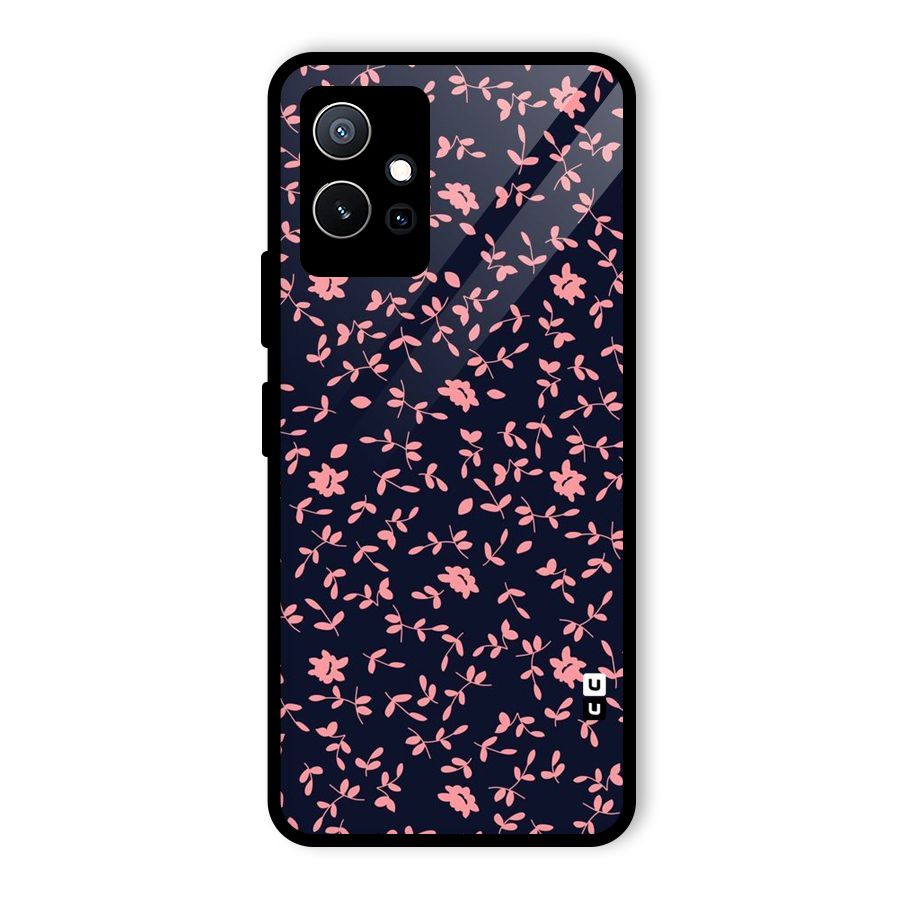 Pink Plant Design Glass Back Case for Vivo T1 5G