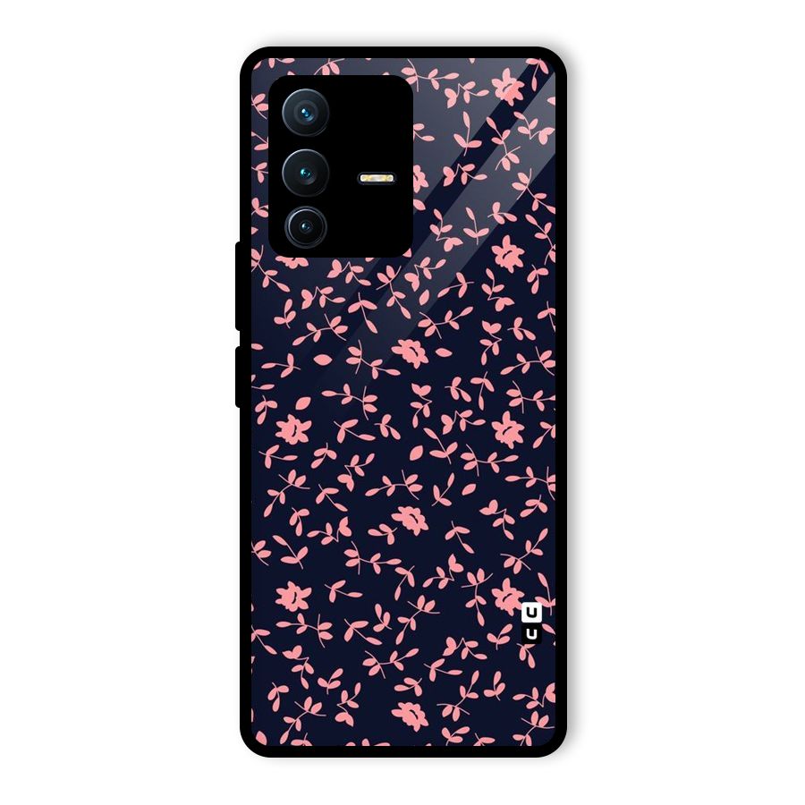 Pink Plant Design Glass Back Case for Vivo V23 Pro