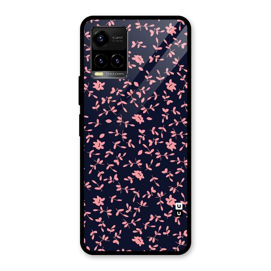 Pink Plant Design Glass Back Case for Vivo Y21T