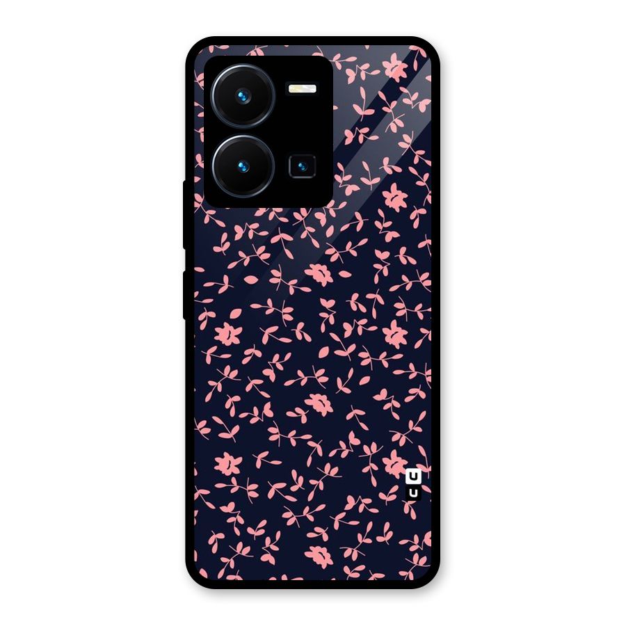 Pink Plant Design Glass Back Case for Vivo Y35
